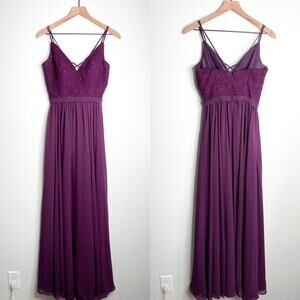 Morilee Sequin Maxi Dress Size 6 Purple Wedding Bridesmaid Formal Prom Gown